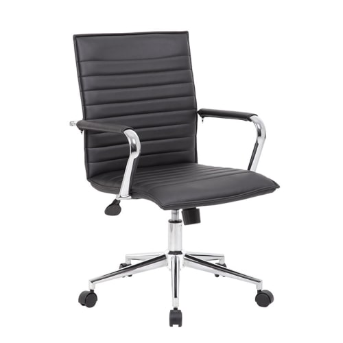 Boss Hospitality Task Chair, Black with Fixed Chrome Arms